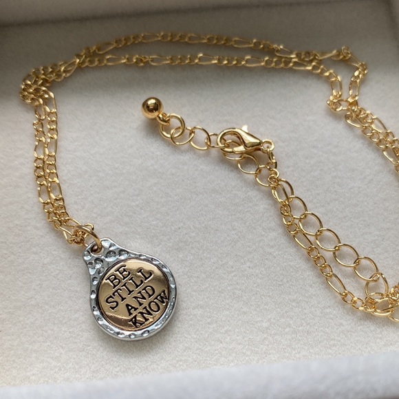 Handmade Gold and Silver Faith Bible Verse Charm Necklace - Picture 4 of 15